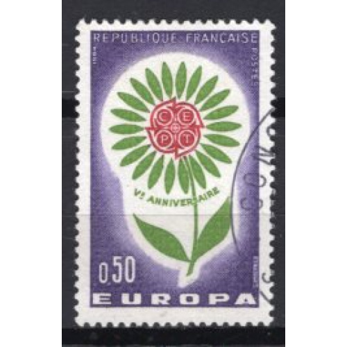 FRANCE 1964 EUROPA 50 CT VIOLET ET VERT YVERT N° 1431 OBLITERE