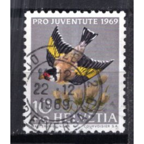 SUISSE 1969 POUR LA JEUNESSE OISEAUX LE CHARDONNERET  YVERT N° 846 OBLITERE