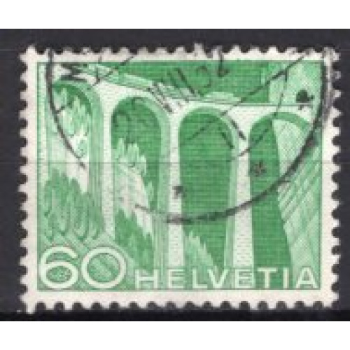 SUISSE 1949 LE VIADUC DE LANDWASSER YVERT  N° 491 OBLITERE