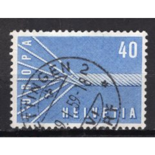 SUISSE 1957 EUROPA 40 CT BLEU YVERT  N° 596 OBLITERE