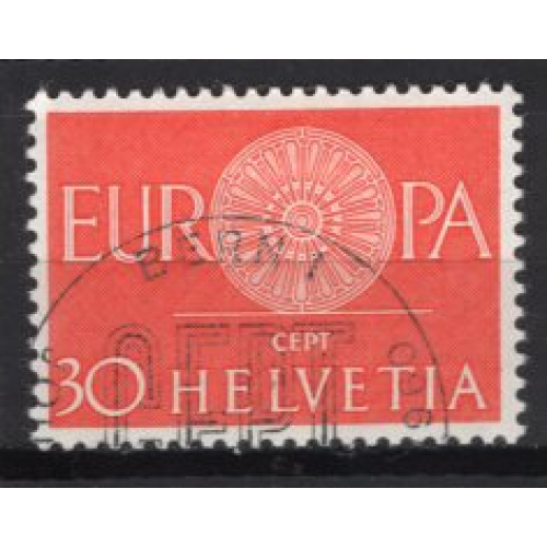 SUISSE 1960 EUROPA 30 CT ROUGE YVERT  N° 666 OBLITERE