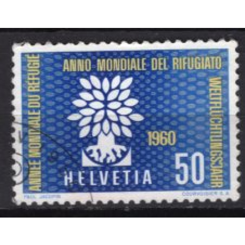 SUISSE 1960 ANNEE MONDIALE DU REFUGIE  YVERT  N° 641 OBLITERE