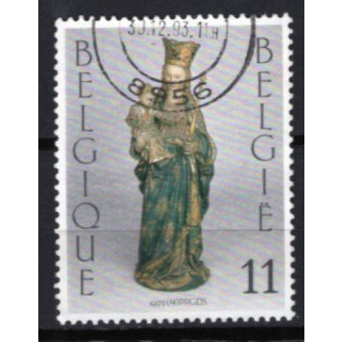 BELGIQUE 1993 NOEL SCULPTURE LA VIERGE ET L'ENFANT YVERT N° 2530 OBLITERE