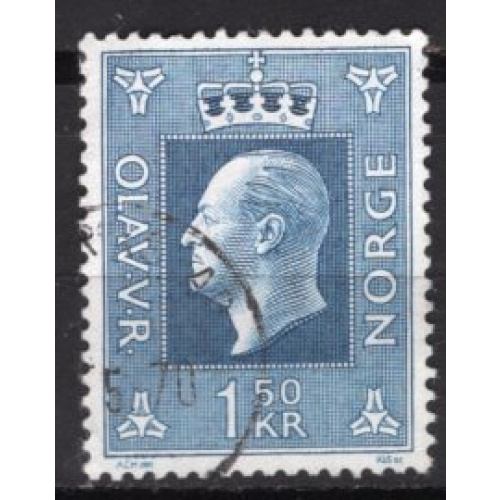 NORVEGE 1969 LE ROI OLAV V 1K50 BLEU  YVERT N° 546 OBLITERE
