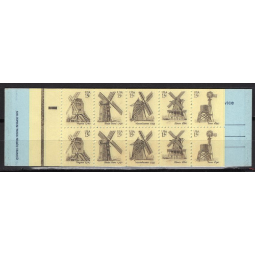 ETATS UNIS 1980 CARNET DE 20 TIMBRES  LES MOULINS A VENTS HISTORIQUES  YVERT N° 708 NEUF**