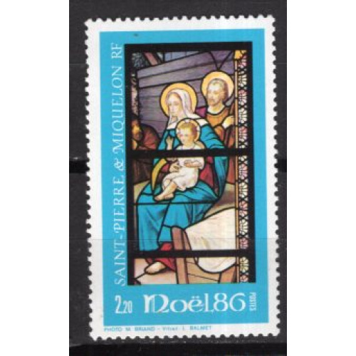 SAINT PIERRE ET MIQUELON 1986 NOEL VITRAIL LA SAINTE FAMILLE YVERT N° 474 NEUF **