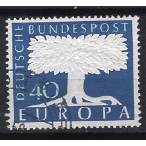 ALLEMAGNE FEDERALE 1957 EUROPA 40 P BLEU ET BLANC YVERT N° 141 OBLITERE