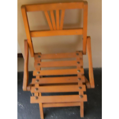 Ancienne chaise pliante en bois clair - Pêche / camping