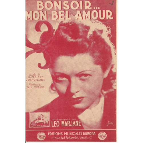 Partition - Bonsoir mon bel amour - Léo Marjane - année 1942