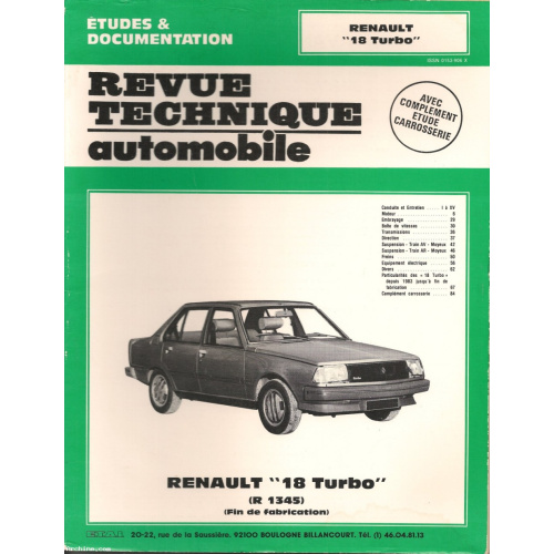 Revue Technique Renault 18 turbo (R 1345)