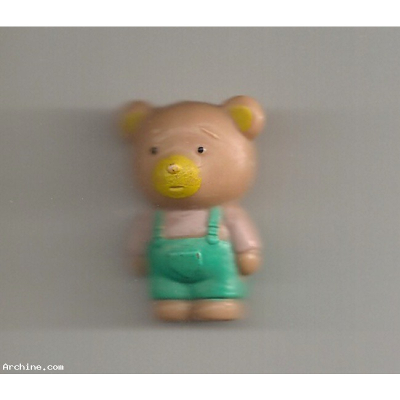 Figurine miniature ourson 25 mm en salopette verte