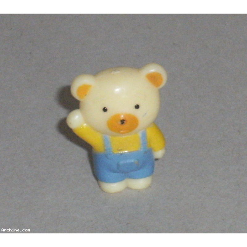 Figurine miniature ourson 25 mm en salopette bleue