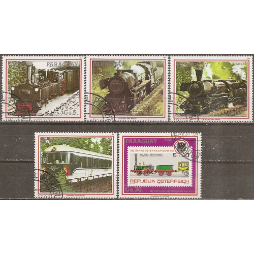 paraguay - poste aerienne n° 1070 a 1074  obliterés - 1988