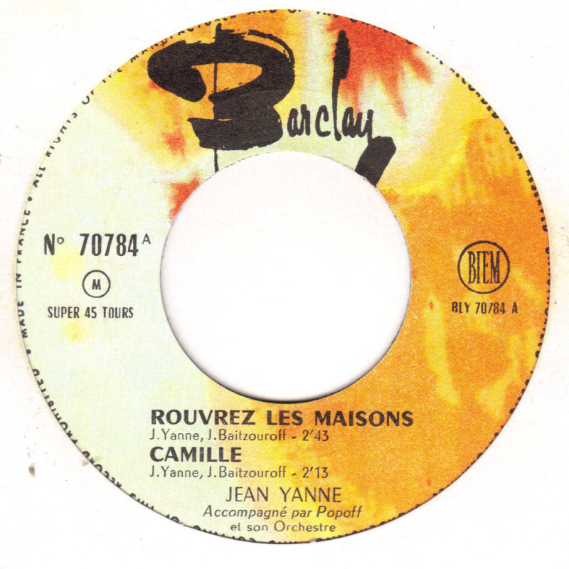 EP 45 RPM (7") Jean Yanne " Rouvrez les maisons "
